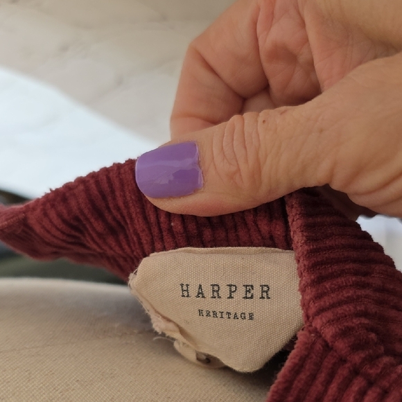 Harper Heritage Corduroy Pinafore Overall Dress Maroon Burgundy S - Picture 2 of 7